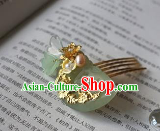 Traditional Chinese Palace Jade Hair Comb Headdress Ancient Court Hair Accessories for Women