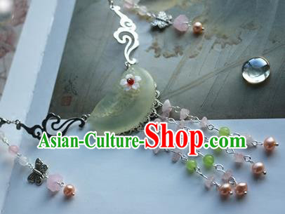 Traditional Chinese Handmade Jade Carving Necklace Ancient Hanfu Necklet Accessories for Women