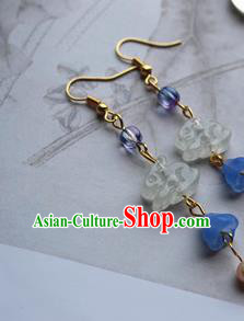 Traditional Chinese Handmade Jade Rabbit Earrings Ancient Hanfu Ear Accessories for Women