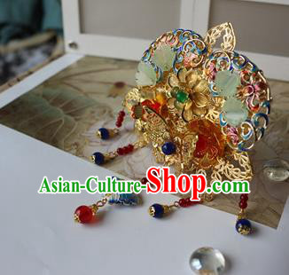 Traditional Chinese Bride Cloisonne Hair Crown Headdress Ancient Court Hair Accessories for Women