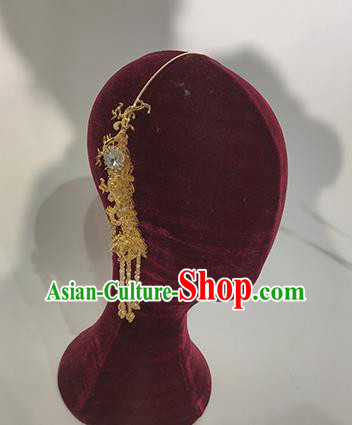 Traditional Chinese Stage Show Golden Hair Clasp Headdress Handmade Catwalks Hair Accessories for Women