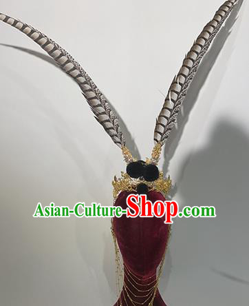 Traditional Chinese Stage Show Feather Hair Crown Headdress Handmade Catwalks Hair Accessories for Women