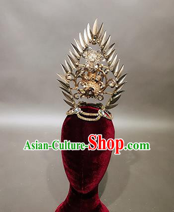 Traditional Chinese Stage Show Golden Hair Crown Headdress Handmade Catwalks Hair Accessories for Women