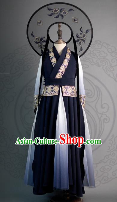 Traditional Chinese Children Classical Dance Navy Clothing Compere Stage Performance Costume for Kids