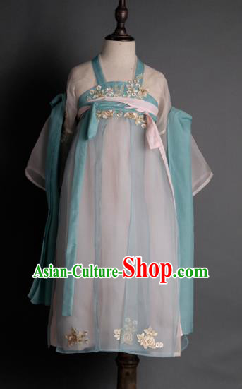 Traditional Chinese Catwalks Girl Pink Hanfu Dress Compere Stage Performance Costume for Kids