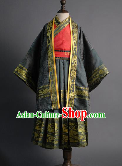 Traditional Chinese Children Embroidered Black Hanfu Clothing Compere Classical Dance Stage Performance Costume for Kids