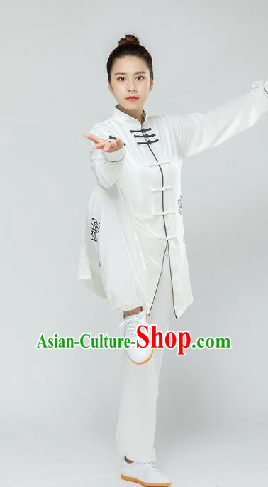 Traditional Chinese Tai Chi Competition White Outfits Martial Arts Stage Performance Costumes for Women