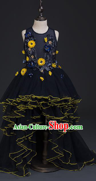 Top Children Cosplay Princess Navy Full Dress Compere Catwalks Stage Show Dance Costume for Kids