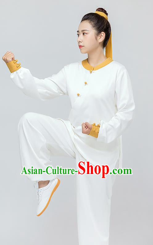 Traditional Chinese Tai Chi Kung Fu White Outfits Martial Arts Stage Performance Costumes for Women