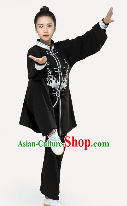 Top Tai Chi Kung Fu Black Outfits Chinese Traditional Martial Arts Stage Performance Costumes for Women