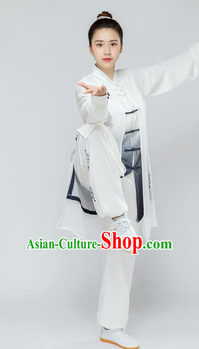 Top Tai Chi Kung Fu Hand Painting Clouds Outfits Chinese Traditional Martial Arts Stage Performance Costumes for Women