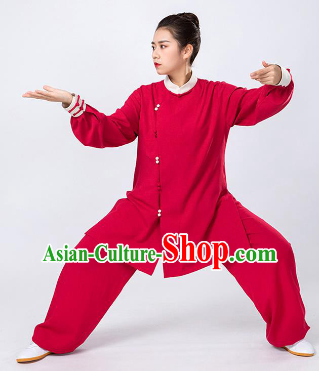 Top Tai Chi Kung Fu Red Outfits Chinese Traditional Martial Arts Competition Costumes for Women