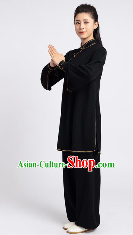 Top Chinese Tai Chi Kung Fu Black Outfits Traditional Martial Arts Competition Costumes for Women