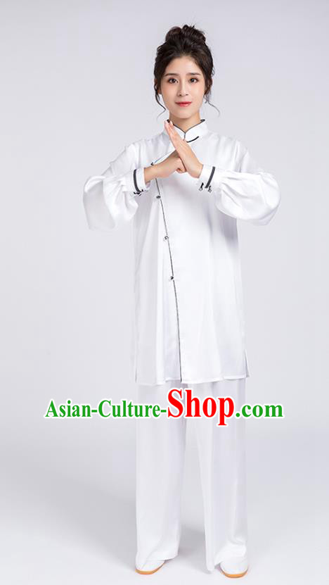 Top Chinese Martial Arts Black Edge Outfits Traditional Tai Chi Kung Fu Training Costumes for Women