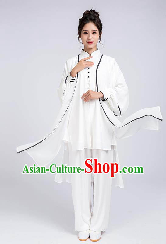 Top Chinese Martial Arts Black Edge Outfits Traditional Tai Chi Kung Fu Training Costumes for Women