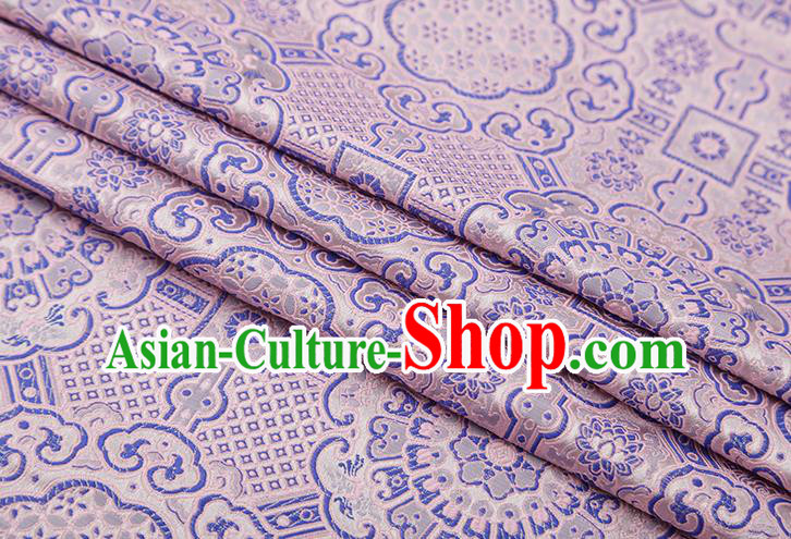 Chinese Traditional Avalokitesvara Pattern Pink Brocade Fabric Cheongsam Satin Tapestry Drapery