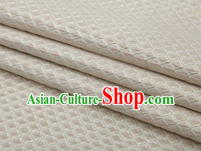 Chinese Traditional Rhomboids Pattern Beige Brocade Fabric Cheongsam Satin Tapestry Drapery