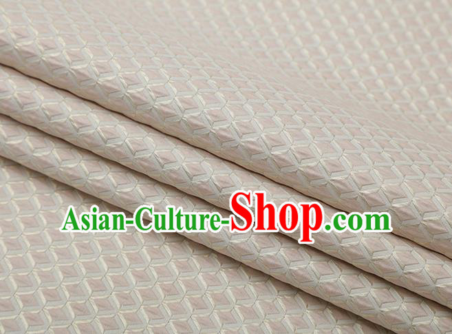 Chinese Traditional Rhomboids Pattern Light Pink Brocade Fabric Cheongsam Satin Tapestry Drapery