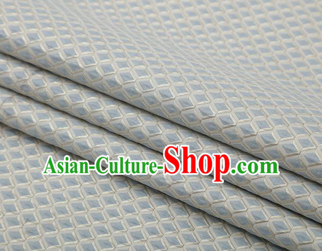 Chinese Traditional Rhomboids Pattern Light Blue Brocade Fabric Cheongsam Satin Tapestry Drapery
