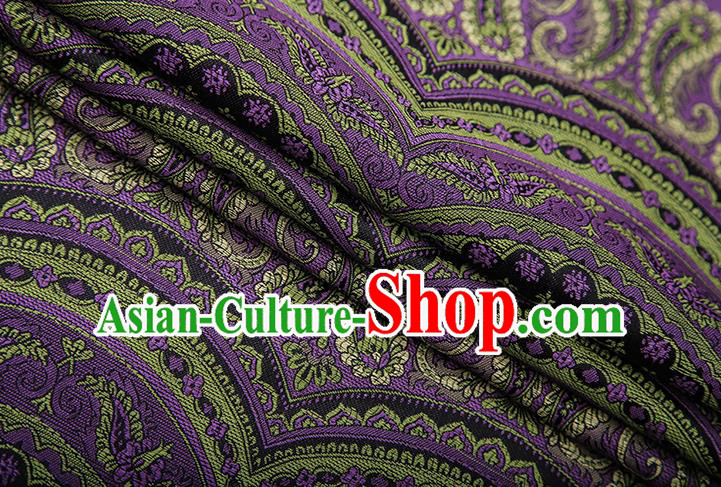 Chinese Traditional Pattern Design Purple Brocade Fabric Cheongsam Satin Tapestry Drapery