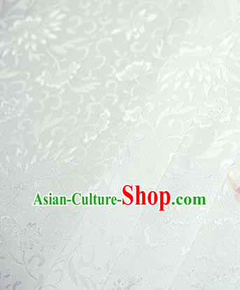 Chinese Traditional Little Flowers Pattern Design White Brocade Fabric Hanfu Dress Satin Tapestry Drapery