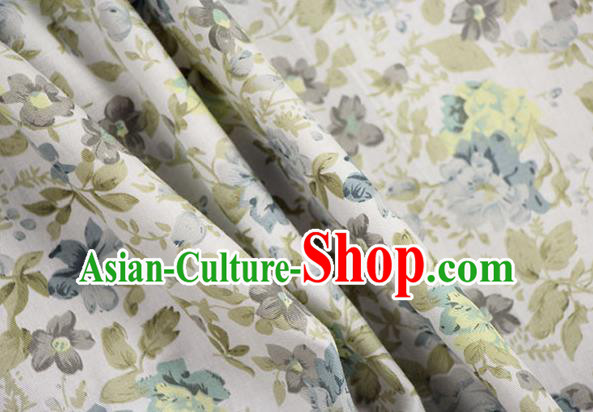 Chinese Traditional Blue Camellia Pattern Design Brocade Fabric Hanfu Dress Satin Drapery