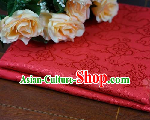 Chinese Traditional Cloud Pattern Design Red Brocade Fabric Hanfu Dress Satin Drapery