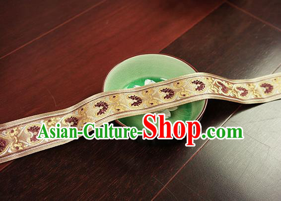 Chinese Traditional Embroidered Light Brown Band Decorative Border Collar Accessories