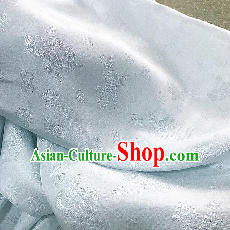 Chinese Traditional Design Pattern Light Blue Silk Fabric Cheongsam Mulberry Silk Drapery