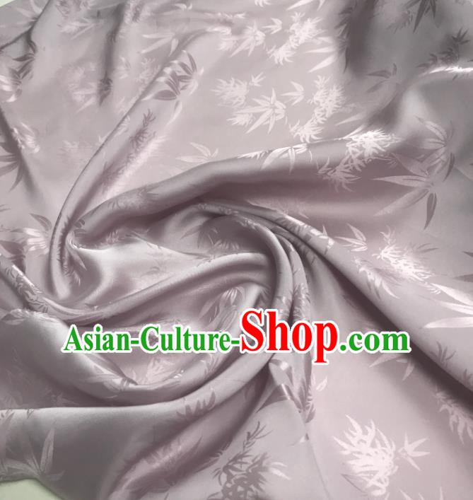 Chinese Traditional Bamboo Leaf Design Pattern Lilac Silk Fabric Cheongsam Mulberry Silk Drapery