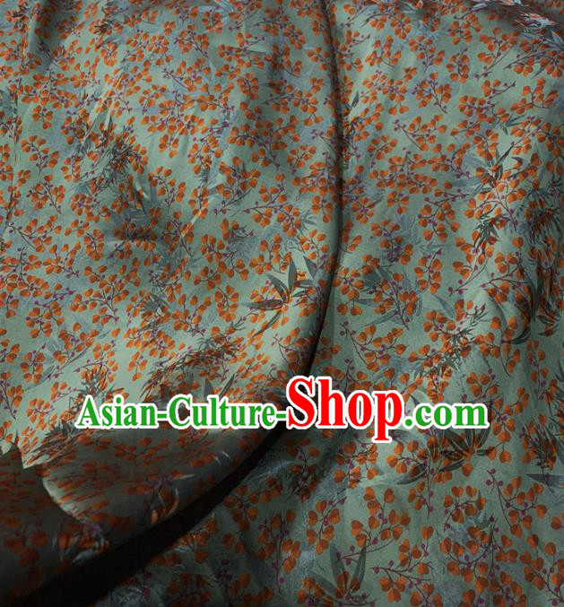 Chinese Traditional Bamboo Leaf Design Pattern Green Silk Fabric Cheongsam Mulberry Silk Drapery