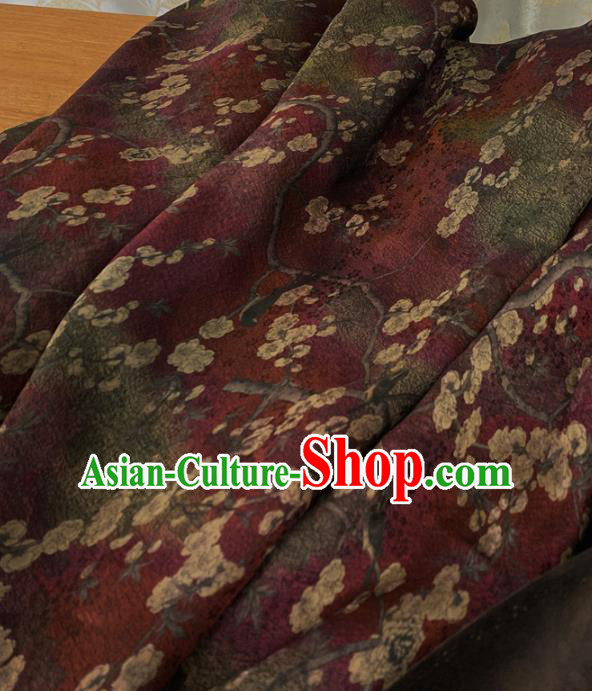 Chinese Traditional Plum Blossom Design Pattern Purple Silk Fabric Cheongsam Mulberry Silk Drapery