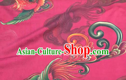 Chinese Traditional Phoenix Design Pattern Rosy Silk Fabric Cheongsam Gambiered Guangdong Gauze Drapery