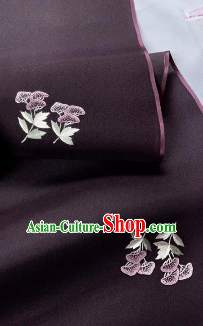 Chinese Classical Embroidered Pattern Design Wine Red Silk Fabric Asian Traditional Hanfu Brocade Material