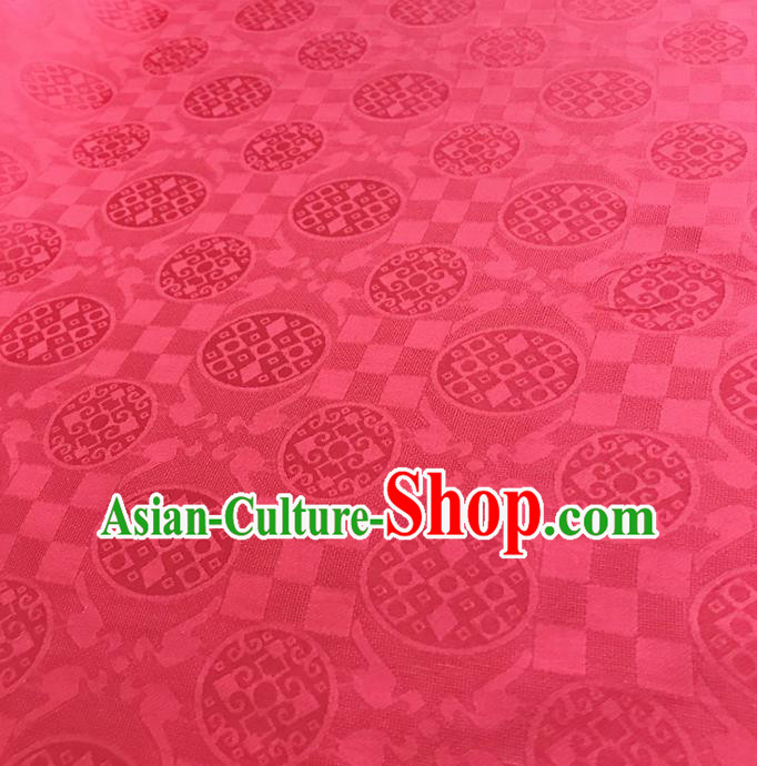 Chinese Traditional Round Design Pattern Red Silk Fabric Cheongsam Mulberry Silk Drapery