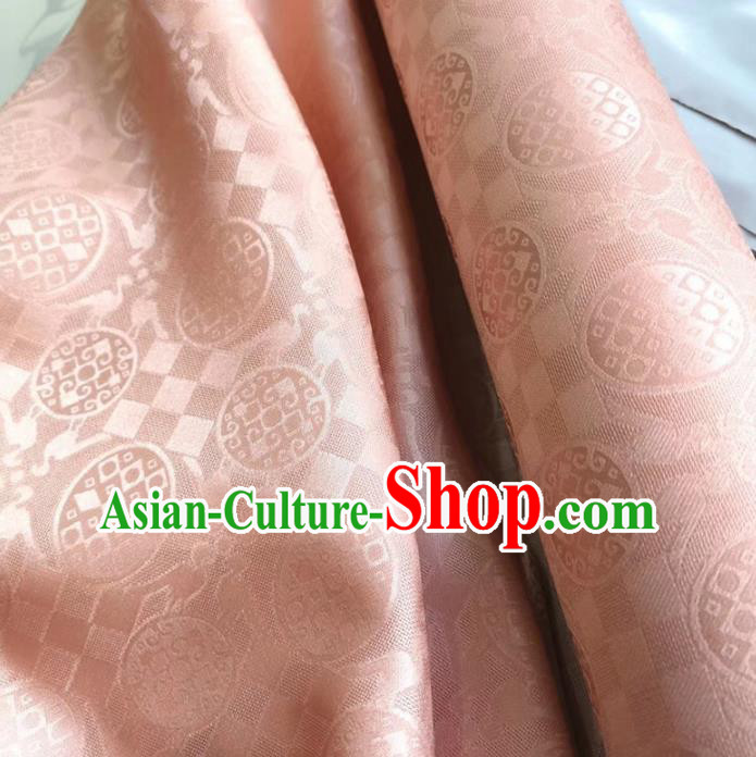 Chinese Traditional Round Design Pattern Pink Silk Fabric Cheongsam Mulberry Silk Drapery