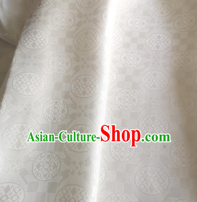 Chinese Traditional Round Design Pattern White Silk Fabric Cheongsam Mulberry Silk Drapery