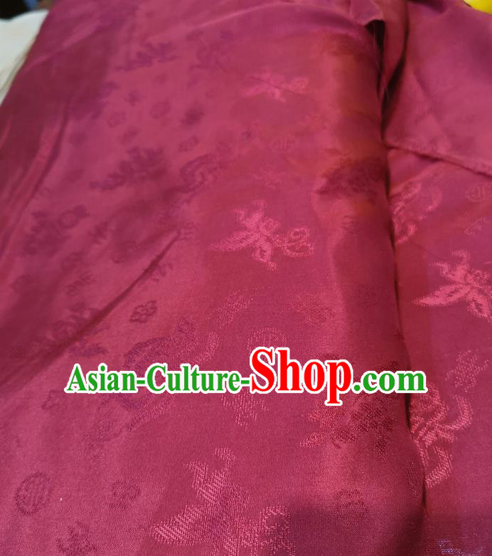 Chinese Traditional Jacquard Design Pattern Wine Red Silk Fabric Cheongsam Mulberry Silk Drapery