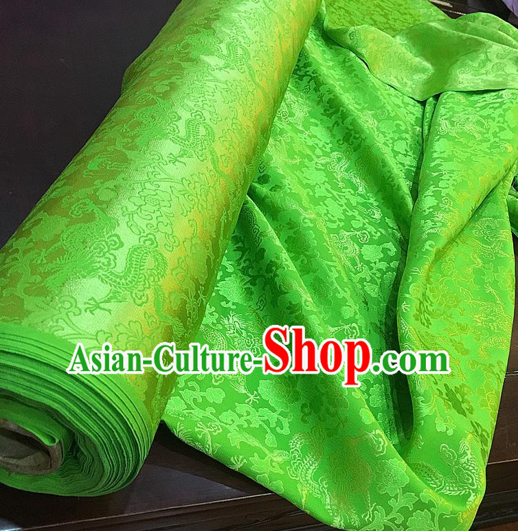 Chinese Traditional Jacquard Dragon Design Pattern Green Silk Fabric Cheongsam Mulberry Silk Drapery