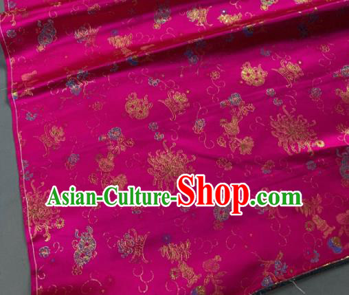 Chinese Classical Plum Chrysanthemum Pattern Design Rosy Silk Fabric Asian Traditional Hanfu Brocade Material