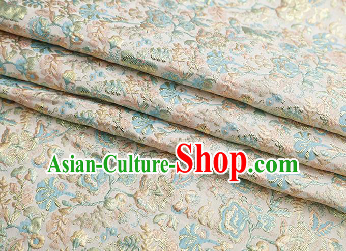 Chinese Traditional Jacquard Flowers Pattern Beige Brocade Fabric Cheongsam Tapestry Drapery