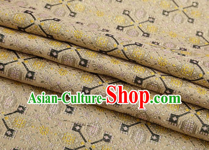 Chinese Traditional Jacquard Graph Pattern Yellow Brocade Fabric Cheongsam Tapestry Drapery