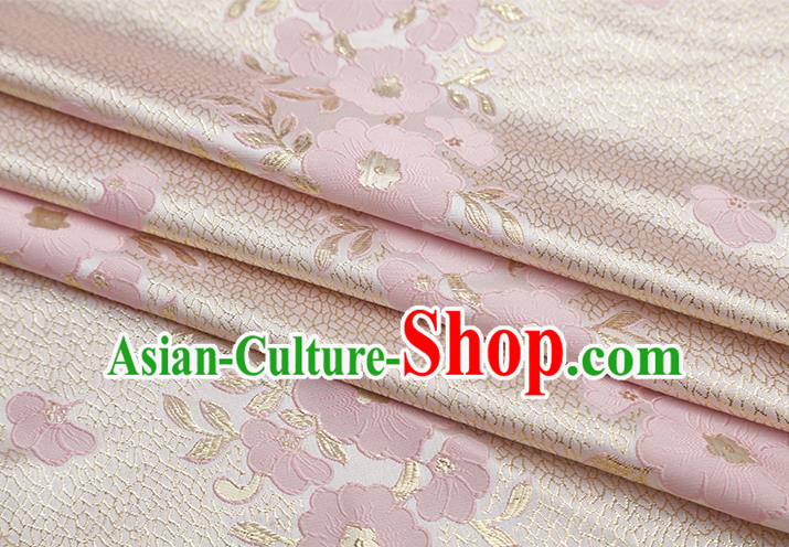 Chinese Traditional Jacquard Peach Blossom Pattern Pink Brocade Fabric Cheongsam Tapestry Drapery