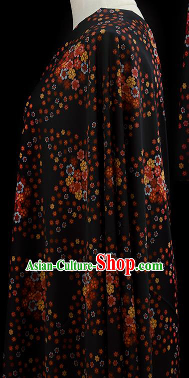 Chinese Traditional Flowers Design Pattern Black Silk Fabric Cheongsam Mulberry Silk Drapery