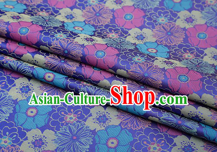 Chinese Traditional Lotus Leaf Pattern Royalblue Brocade Fabric Cheongsam Tapestry Drapery