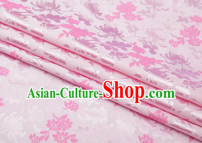 Chinese Traditional Jacquard Pattern Pink Brocade Fabric Cheongsam Tapestry Drapery