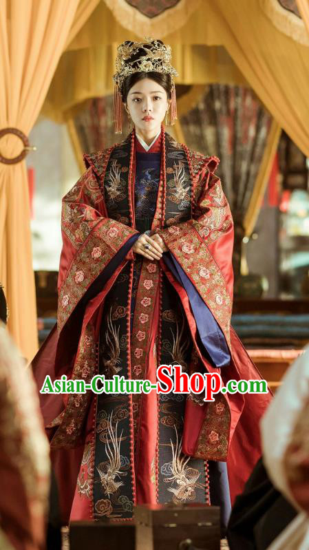 Chinese Drama Empress of the Ming Ancient Ming Dynasty Queen Hu Shanxiang Replica Costumes and Headdress Complete Set for Women