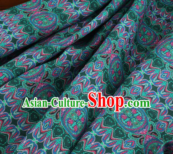 Chinese Traditional Flowers Design Pattern Deep Green Ramie Fabric Cheongsam Ramee Drapery