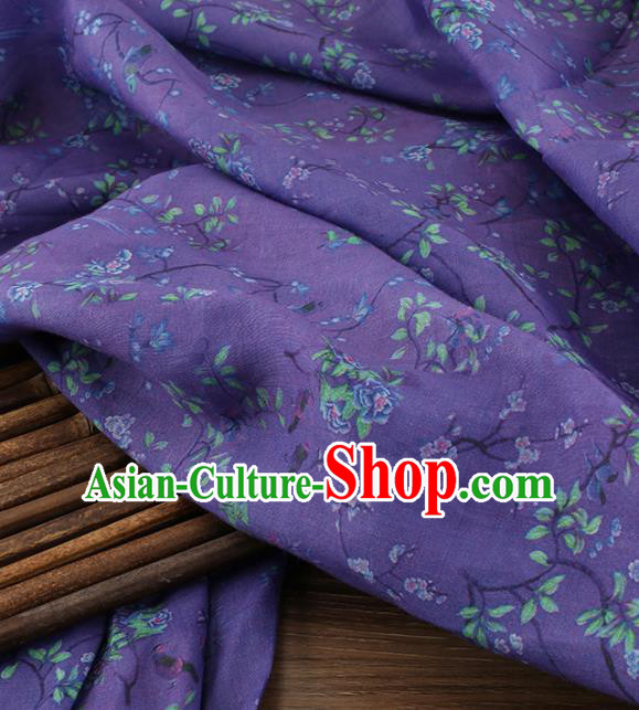Chinese Traditional Flowers Design Pattern Deep Purple Ramie Fabric Cheongsam Ramee Drapery