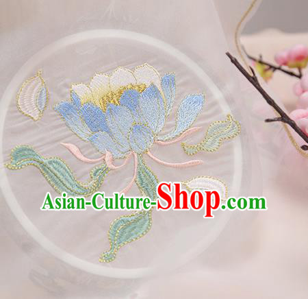 Chinese Traditional Embroidered Epiphyllum White Cloth Applique Accessories Embroidery Patch